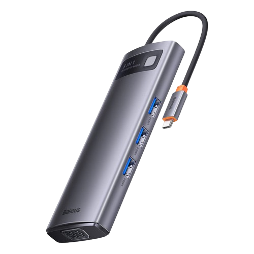 Type-C HUB Baseus Metal GleamSeries 8-in-1 Multifunctional Docking Station Gray WKWG050013
